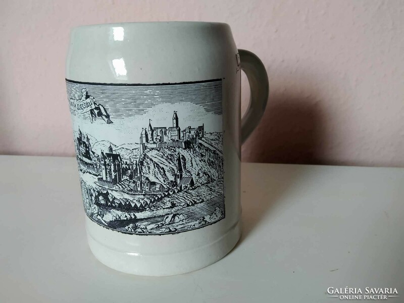 German 0.5 liter ceramic beer mug, Löwenbrauerei Passau