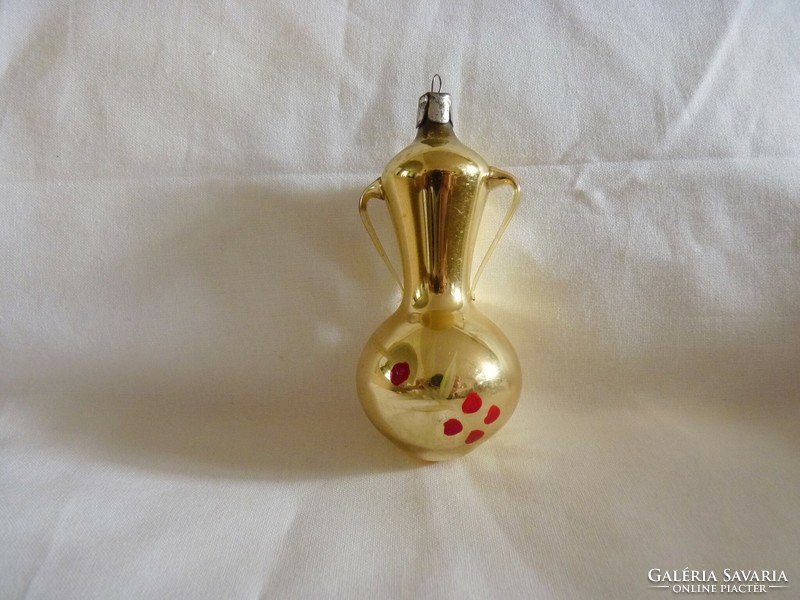 Old glass Christmas tree decoration - decorative golden jug!