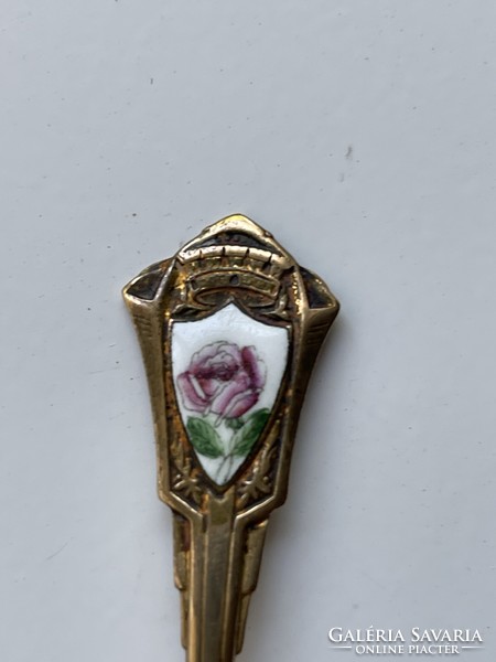 Brass fire enamel decorated spoon for Budapest collectors.