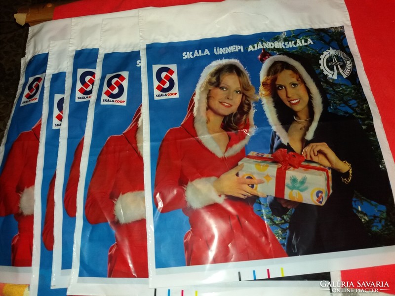 Régi ÁFÉSZ SKÁLA COOP karácsonyi magyar vastag reklám bevásárló szatyor táska darabra 48 x 38 cm