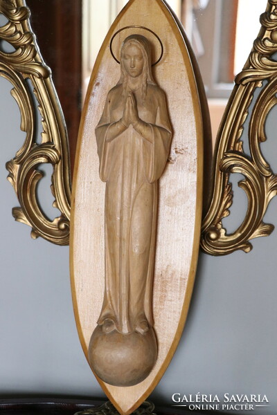 Wooden Virgin Mary wall decoration