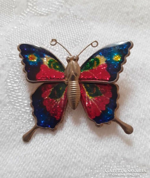 Fire enamel butterfly brooch