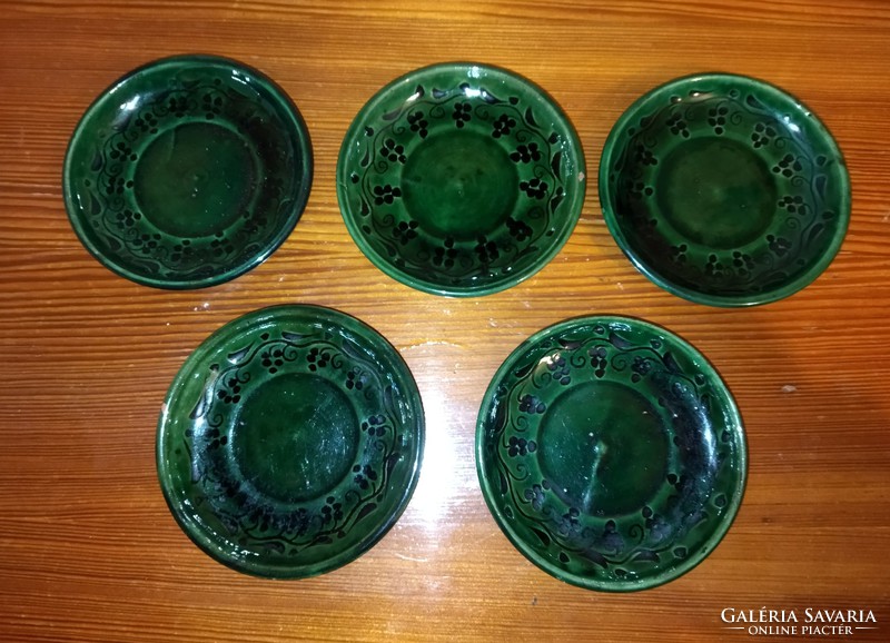 Folk green ceramic saucer