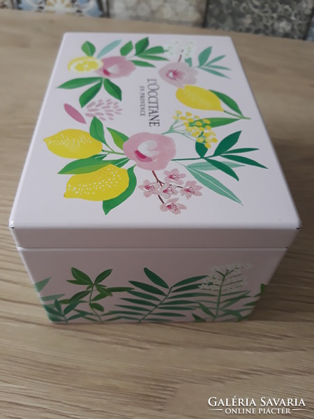L'occitane en provence tin box with floral - lemon motif