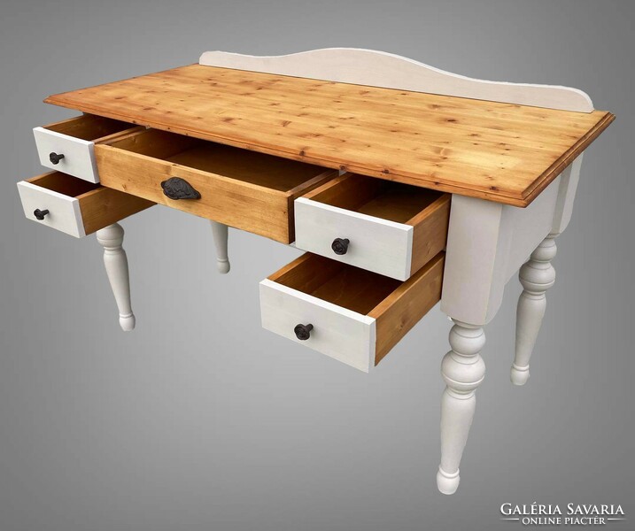 Rustic desk with superstructure, the superstructure must be hung on the wall, with cast iron handles