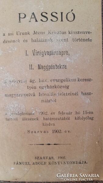 Passió 1902 antikvár vallási könyv