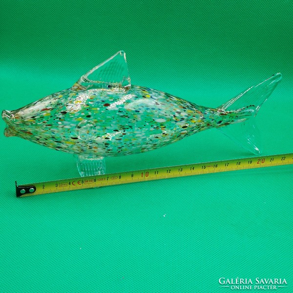 Retro színes üveg hal figura