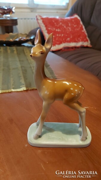 Béla Balogh signed deer porcelain quarry drasche porcelain