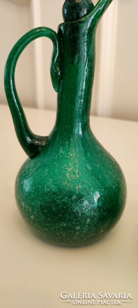 Ritkaság! Olasz 1930-as, Seguso által készített Murano Pulegoso olaj, ill. ecet kiöntő üveg