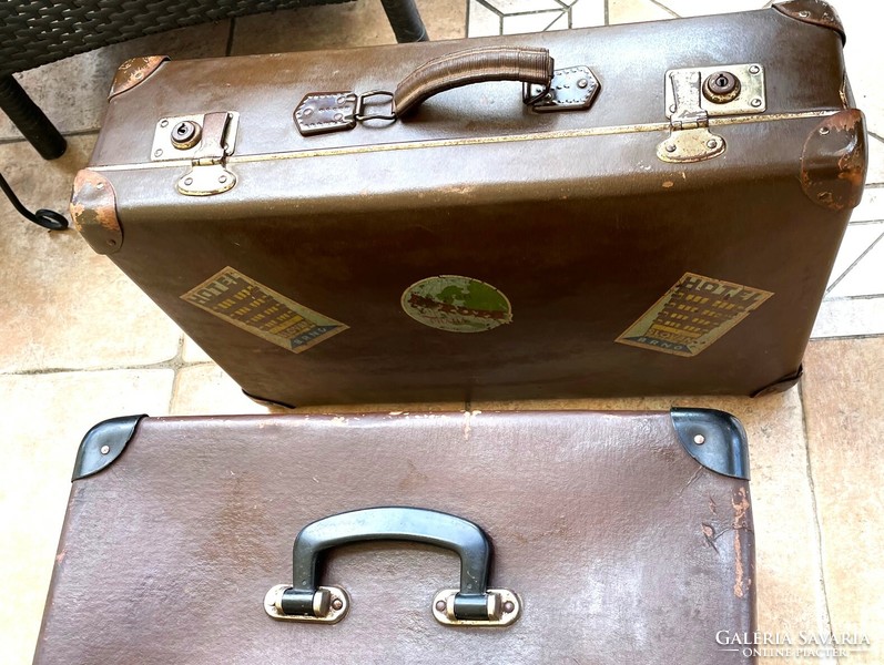 Eredeti Csehszlovák bőrönd, retro utazó koffer- Kazeto - vintage