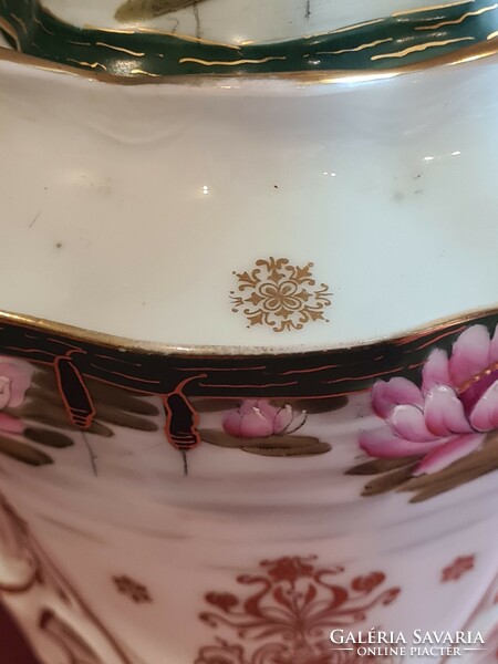 Antik szecessziós teás, kávés készlet kézi festésű tavirózsa dekorral