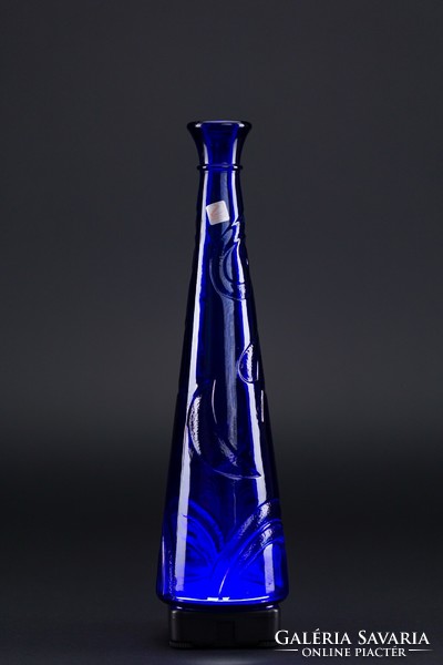 Zwiesel Glas Germany kobalt kék, Holdas, Art üveg váza, vintage.