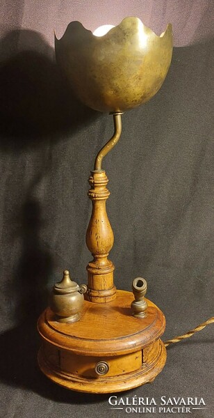 Antik, Art nouveau lámpa, fa és réz