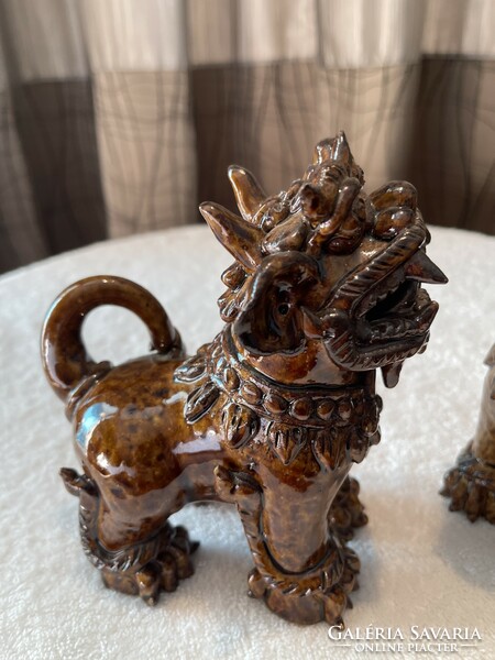 Kinai kemény kerámia Foó kutya párban egyedi értékes ritka darab.