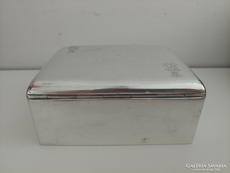 Silver box with wooden inlay