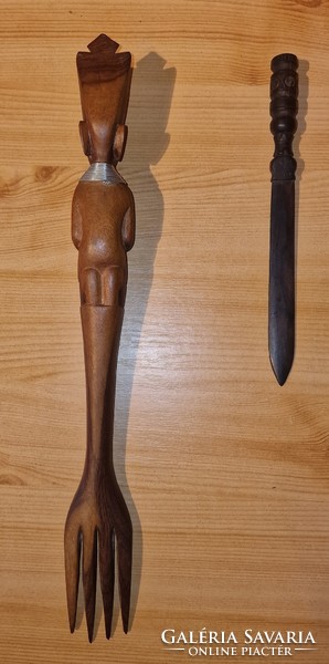 Fork leaf opener made of ebony wood