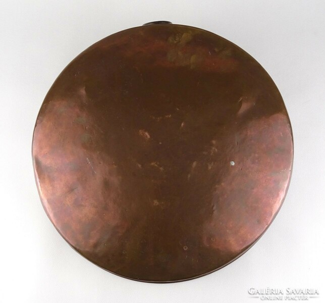 1Q832 Antik nagyméretű ónozott vörösréz tál akasztóval 33.5 cm
