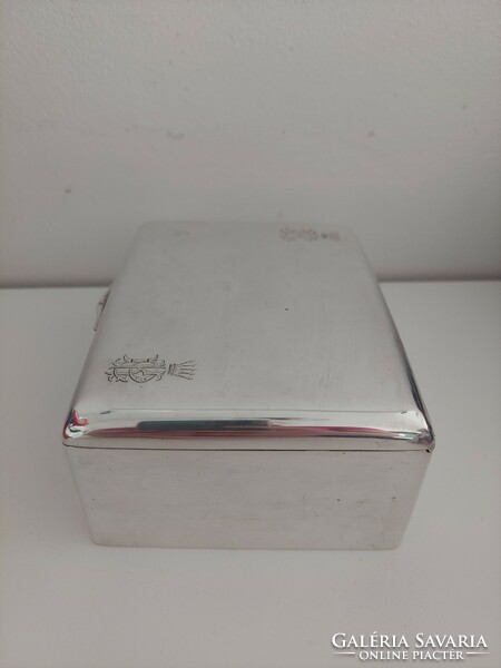 Silver box with wooden inlay