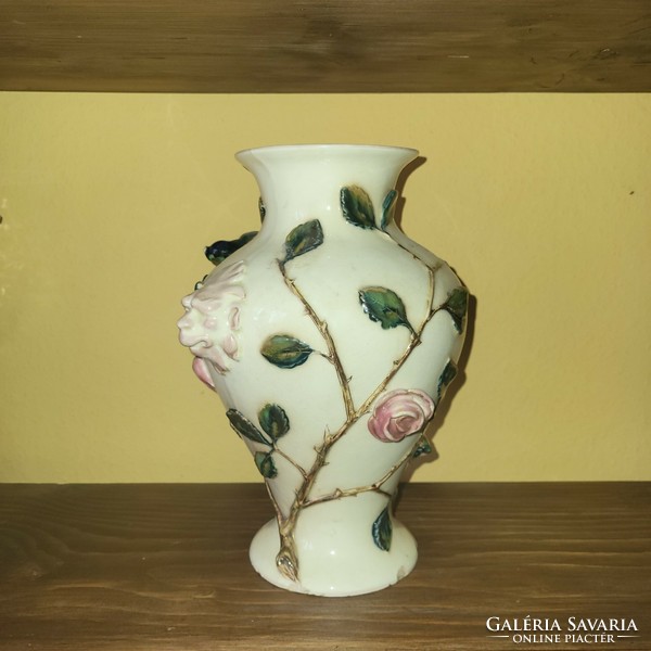 19th century antique Zsolnay faun headed vase