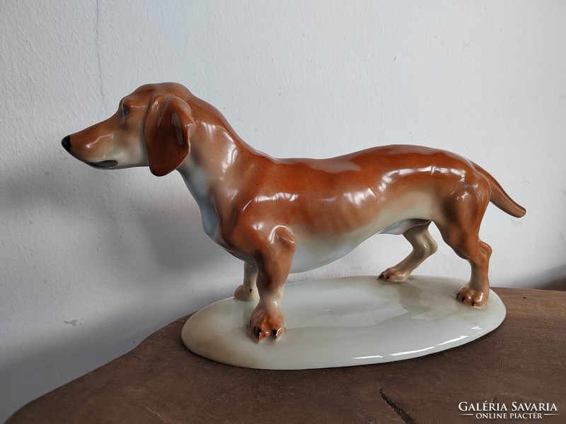 Herendi porcelán Álló Tacskó kutya figura szobor Vastagh György