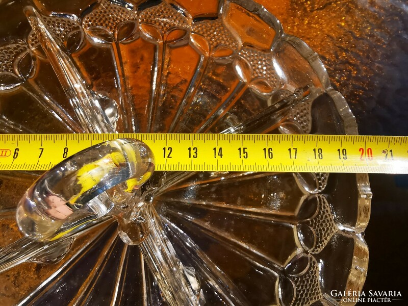 Old split crystal glass with serving tongs