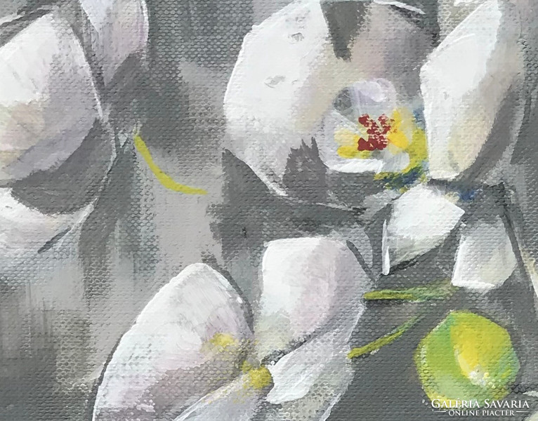 White orchid - acrylic painting - 35 x 23 cm