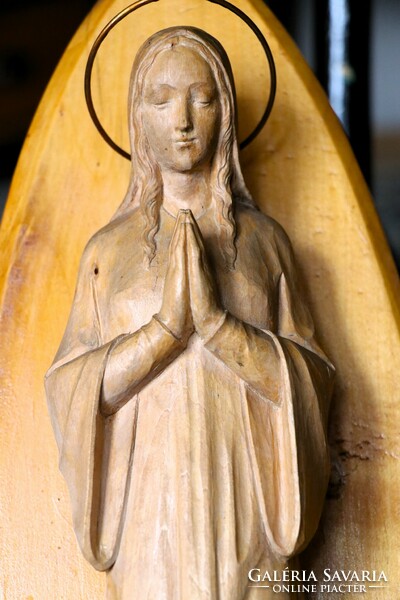 Wooden Virgin Mary wall decoration