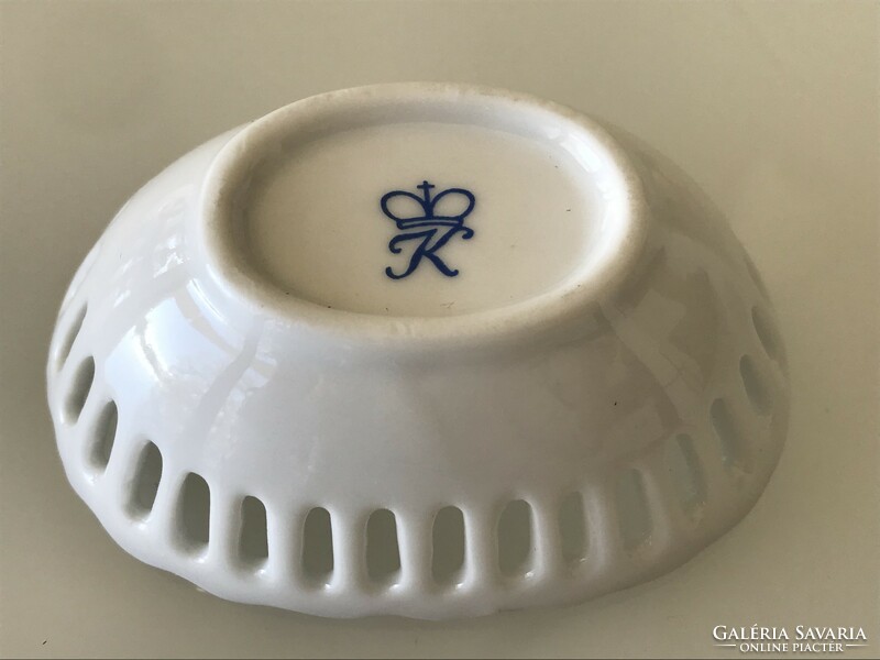 Kézzel festett ginkgo bilobas porcelán gyűrűtartó tálka, 8 x 6 cm
