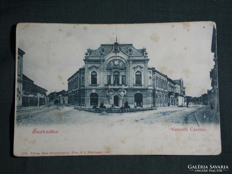 Postcard, szatka, national casino, view detail, 1900