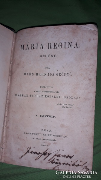 1863.Hahn-Hahn, Ida GRÓFNŐ - Mária Regina I. köteta képek szerint Bécs -WIEN