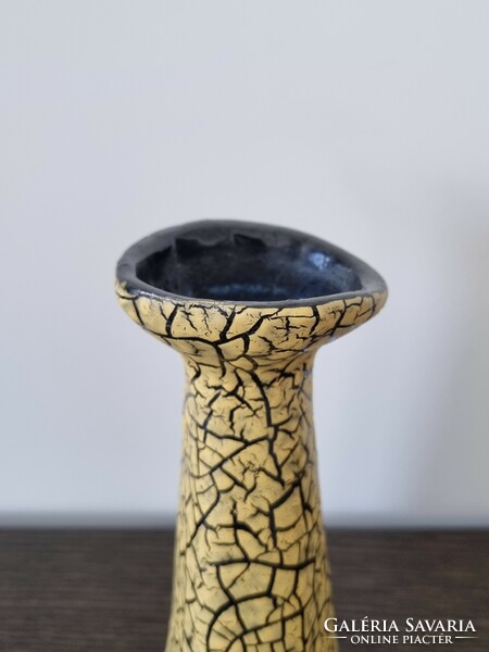 Gyűjtői iparművészeti kerámia váza, repesztett matt mázzal