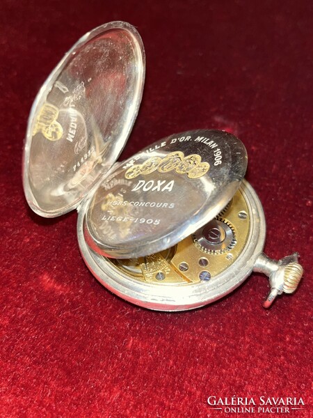 Doxa / antique/1900/ silver (800) pocket watch weight; 75 grams