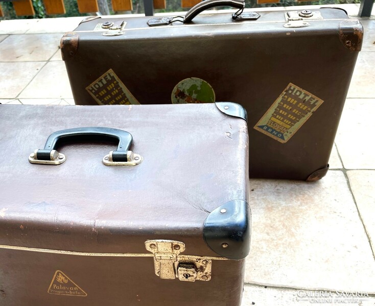 Eredeti Csehszlovák bőrönd, retro utazó koffer- Kazeto - vintage