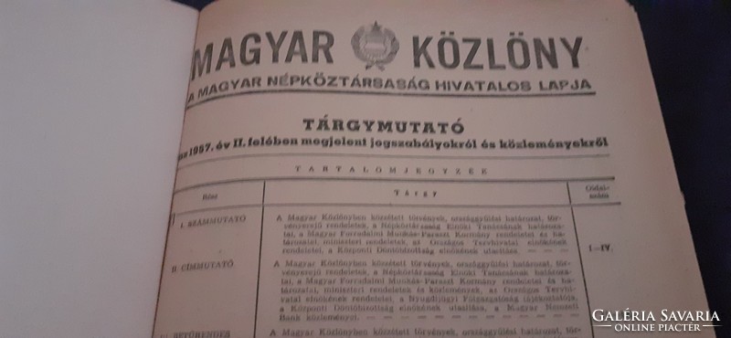 Magyar Közlöny 1957.első évfolyam egybekötve