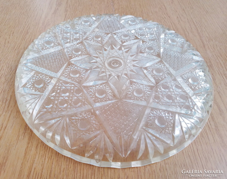 Retro műanyag sütis tálca, tálaló 3D kristályüveg megjelenésű mintázattal, 28 cm.