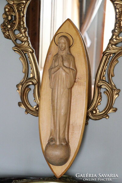 Wooden Virgin Mary wall decoration