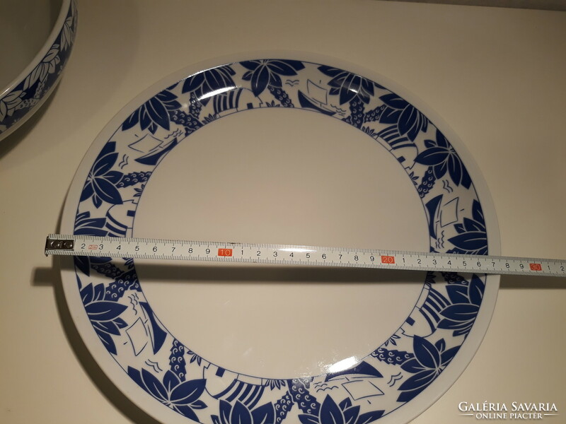2 pcs porcelain serving set with blue pattern, marked