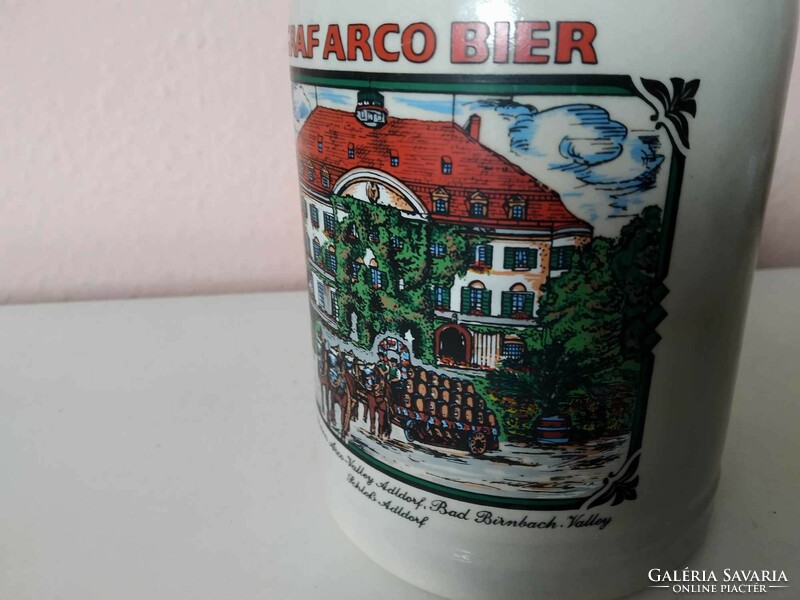 German 0.5 liter ceramic beer mug, graf arco bier