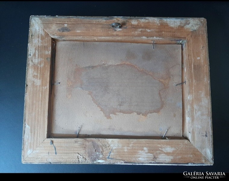 Old picture frame and painting