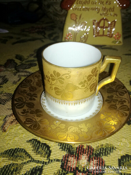 Solid gold antique coffee cup + base - art&decoration