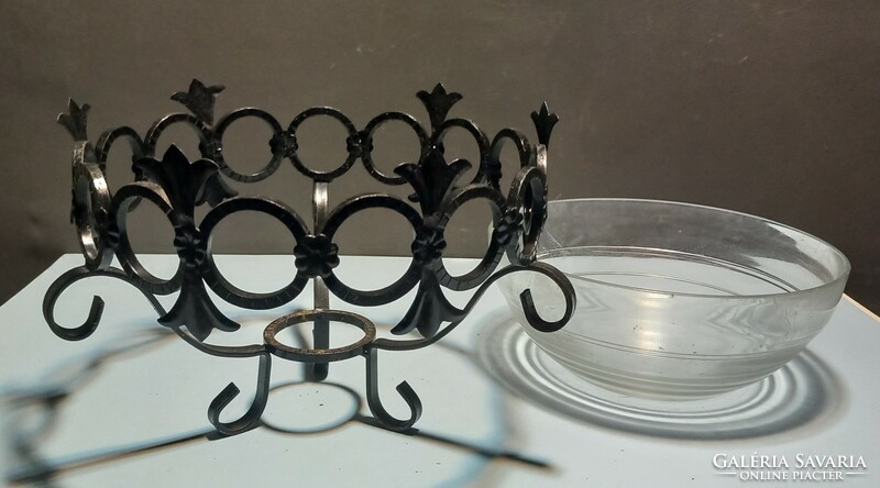 Wrought iron glass bowl table center negotiable art deco design