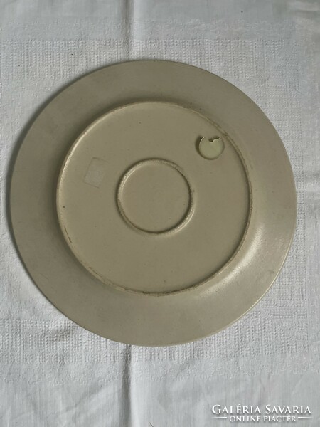 Antique large heavy hard ceramic plate (deer bucking)