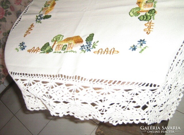 Beautiful handmade crocheted woven tablecloth
