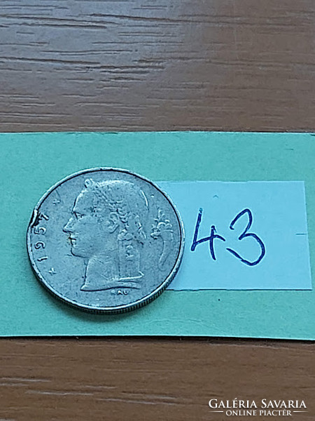 Belgium belgie 1 franc 1957 copper-nickel 43