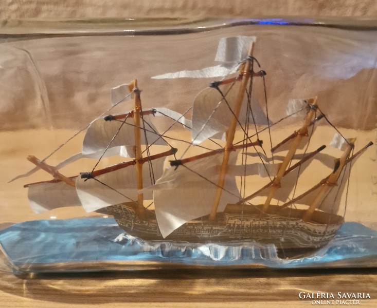 Hand-built glass ship model