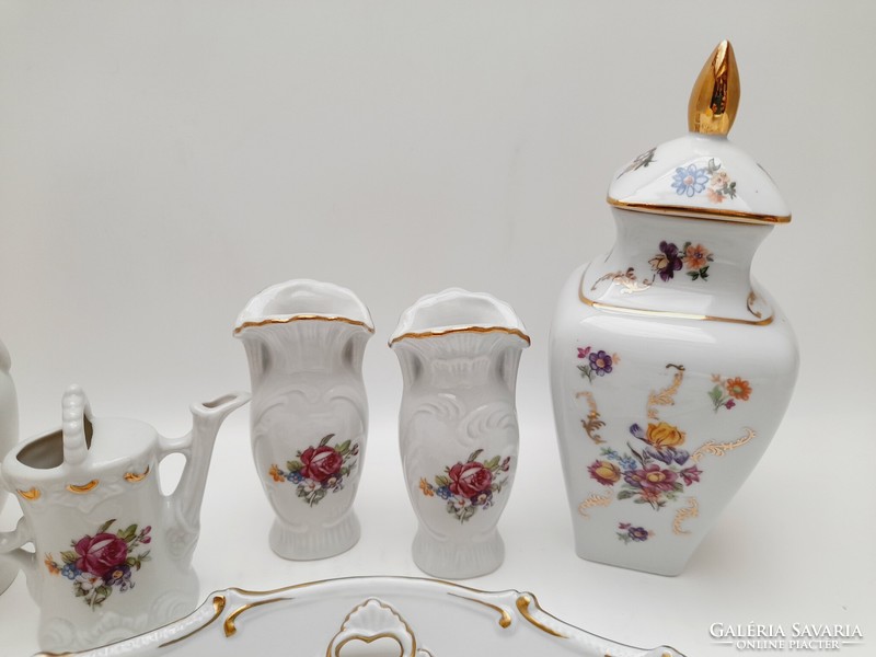 GDR virágmintás porcelánok, 6 db egyben