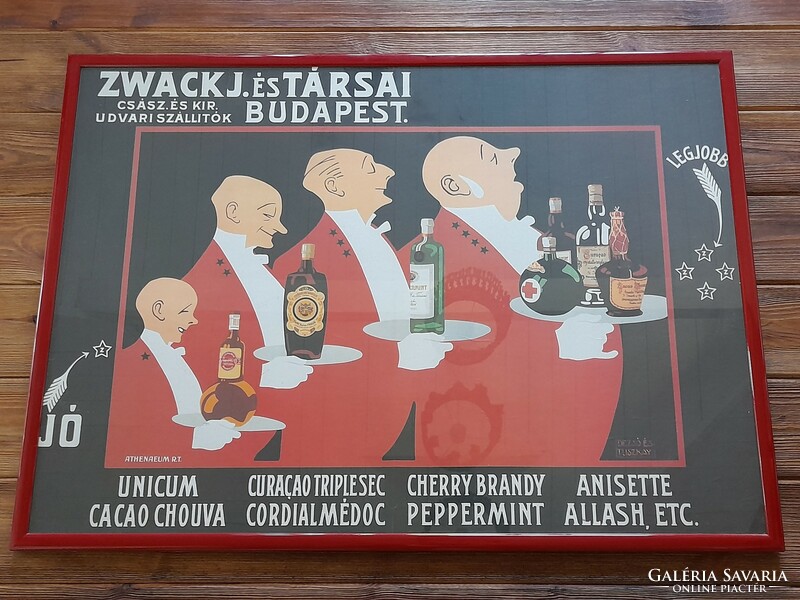 Zwack J. és Társai Budapest nagyméretű plakát kertben, Unicum, 75 x 103 cm reprint