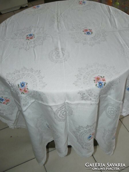Wonderful embroidered damask tablecloth