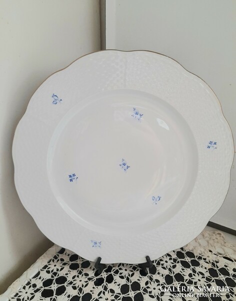 Herend blue cake plate with small flower pattern