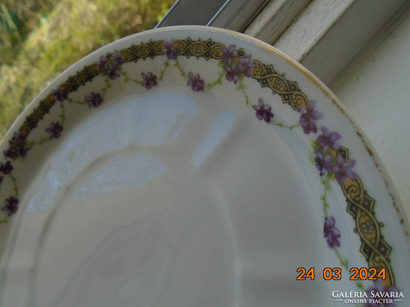 Gebruder, art nouveau tea cup with violet garland and saucer